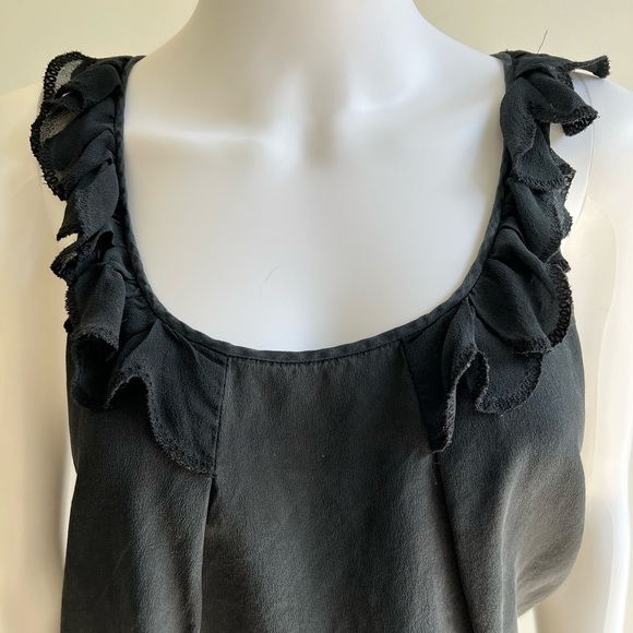 WILFRED | 100% Silk Black Ruffle Sleeve Blousy Tank - Picture 2 of 5